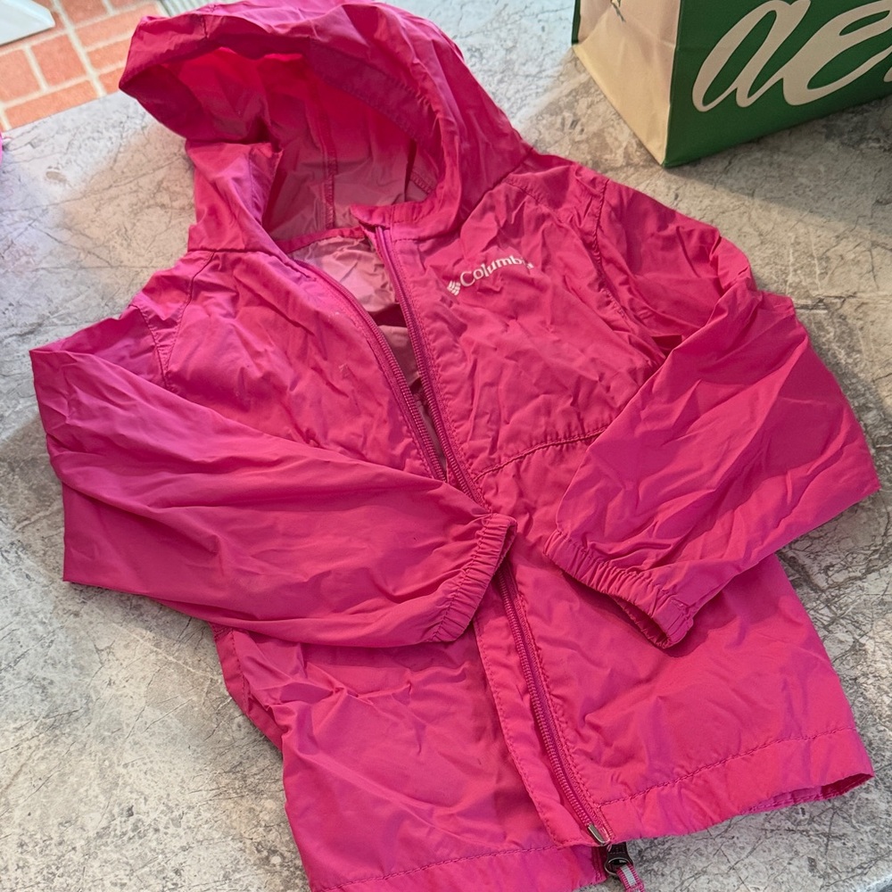 Columbia Kids Bright Pink Hooded Rain Jacket